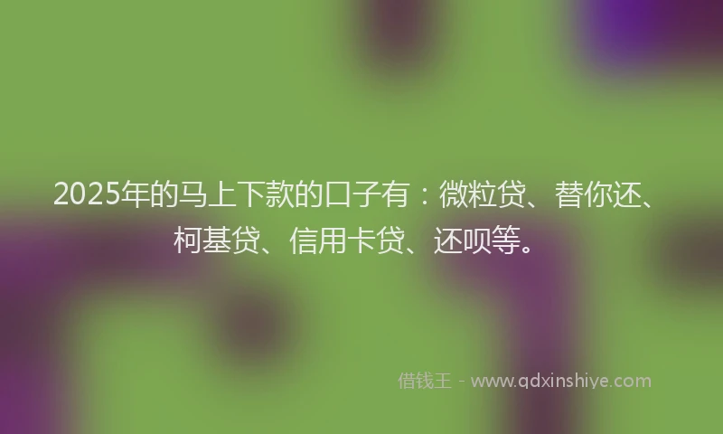 2025年的马上下款的口子有：微粒贷、替你还、柯基贷、信用卡贷、还呗等。