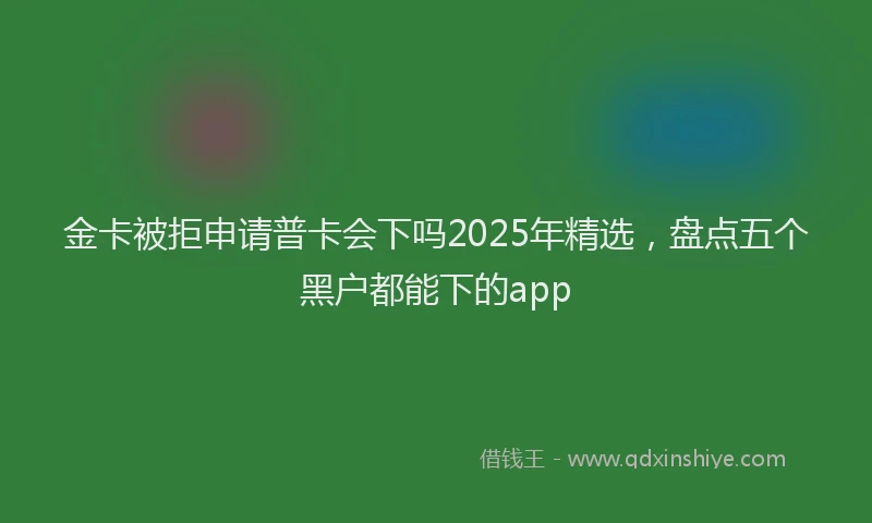 金卡被拒申请普卡会下吗2025年精选，盘点五个黑户都能下的app