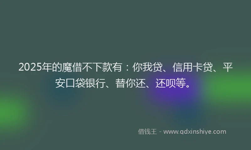 2025年的魔借不下款有：你我贷、信用卡贷、平安口袋银行、替你还、还呗等。
