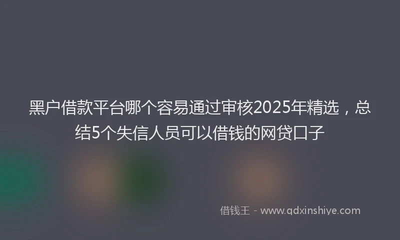 黑户借款平台哪个容易通过审核2025年精选，总结5个失信人员可以借钱的网贷口子