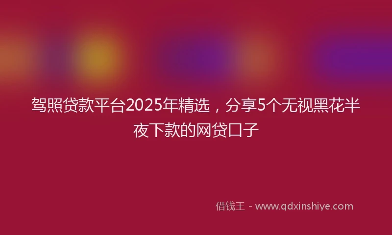 驾照贷款平台2025年精选，分享5个无视黑花半夜下款的网贷口子