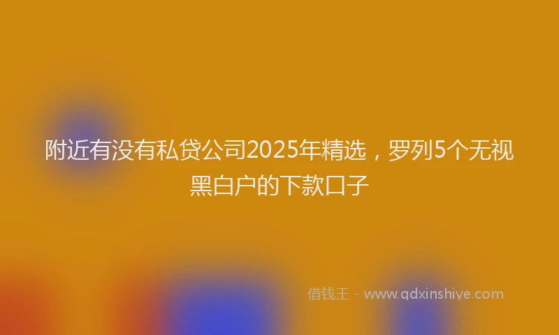 附近有没有私贷公司2025年精选，罗列5个无视黑白户的下款口子