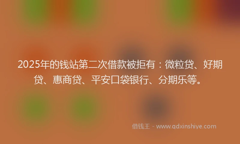 2025年的钱站第二次借款被拒有：微粒贷、好期贷、惠商贷、平安口袋银行、分期乐等。