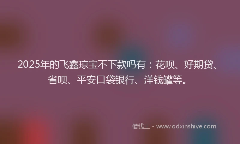 2025年的飞鑫琼宝不下款吗有：花呗、好期贷、省呗、平安口袋银行、洋钱罐等。