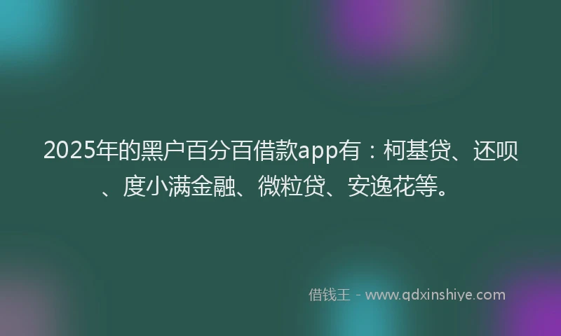 2025年的黑户百分百借款app有：柯基贷、还呗、度小满金融、微粒贷、安逸花等。