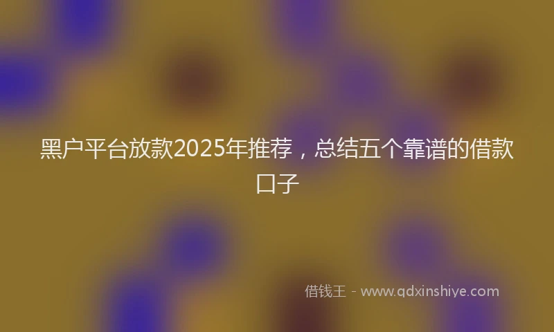 黑户平台放款2025年推荐，总结五个靠谱的借款口子