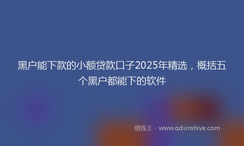 黑户能下款的小额贷款口子2025年精选，概括五个黑户都能下的软件