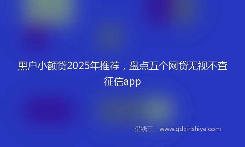 黑户小额贷2025年推荐，盘点五个网贷无视不查征信app