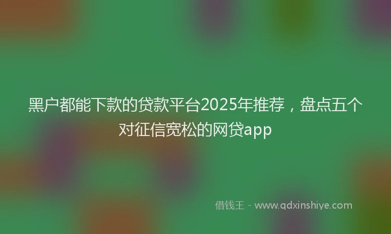 黑户都能下款的贷款平台2025年推荐，盘点五个对征信宽松的网贷app
