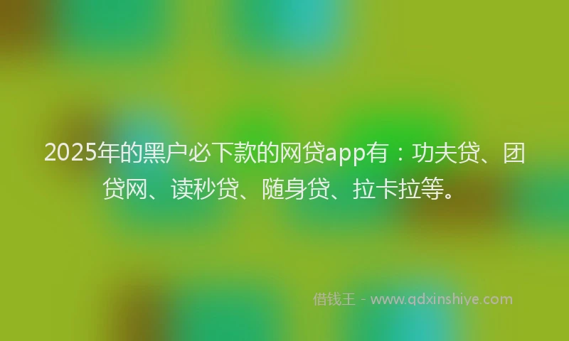 2025年的黑户必下款的网贷app有：功夫贷、团贷网、读秒贷、随身贷、拉卡拉等。