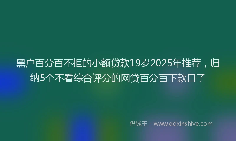 黑户百分百不拒的小额贷款19岁2025年推荐，归纳5个不看综合评分的网贷百分百下款口子