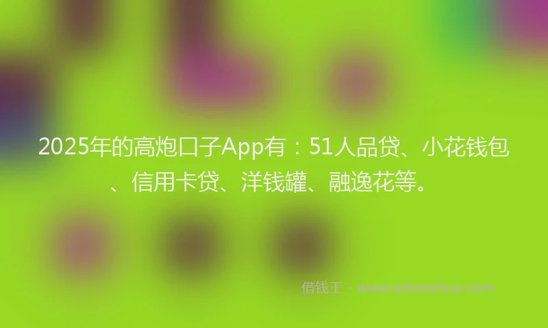 2025年的高炮口子App有：51人品贷、小花钱包、信用卡贷、洋钱罐、融逸花等。