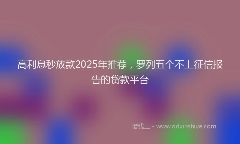 高利息秒放款2025年推荐，罗列五个不上征信报告的贷款平台