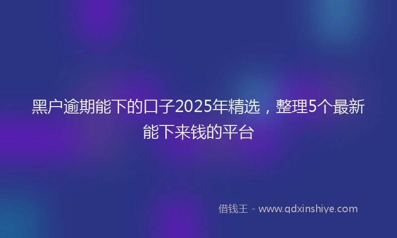 黑户逾期能下的口子2025年精选，整理5个最新能下来钱的平台