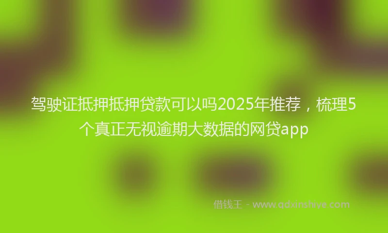 驾驶证抵押抵押贷款可以吗2025年推荐，梳理5个真正无视逾期大数据的网贷app
