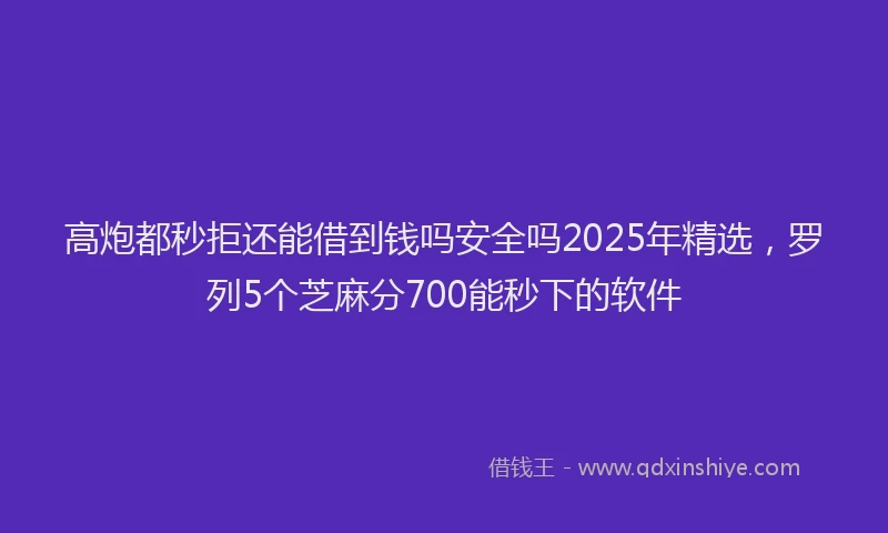 高炮都秒拒还能借到钱吗安全吗2025年精选，罗列5个芝麻分700能秒下的软件