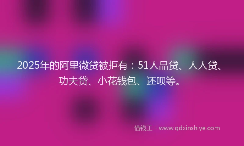 2025年的阿里微贷被拒有：51人品贷、人人贷、功夫贷、小花钱包、还呗等。