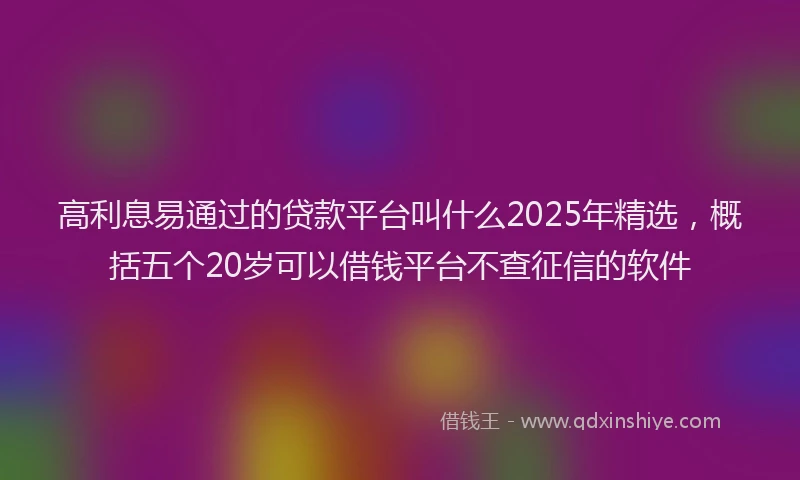 高利息易通过的贷款平台叫什么2025年精选，概括五个20岁可以借钱平台不查征信的软件