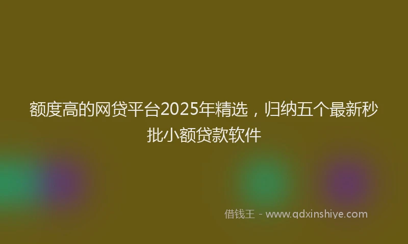 额度高的网贷平台2025年精选，归纳五个最新秒批小额贷款软件