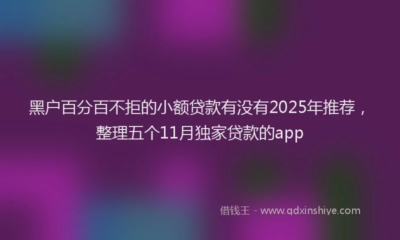 黑户百分百不拒的小额贷款有没有2025年推荐，整理五个11月独家贷款的app