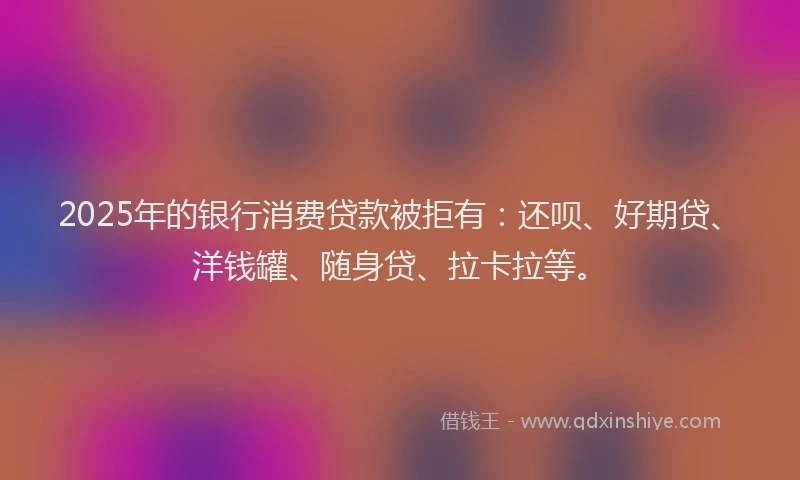 2025年的银行消费贷款被拒有：还呗、好期贷、洋钱罐、随身贷、拉卡拉等。