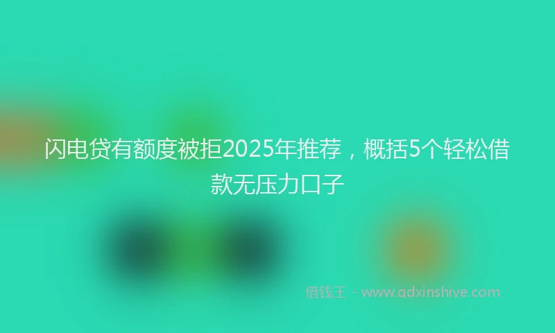 闪电贷有额度被拒2025年推荐，概括5个轻松借款无压力口子