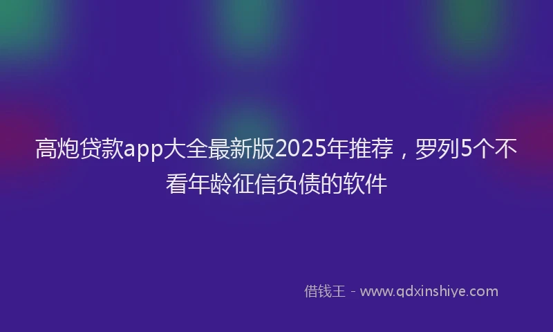 高炮贷款app大全最新版2025年推荐，罗列5个不看年龄征信负债的软件