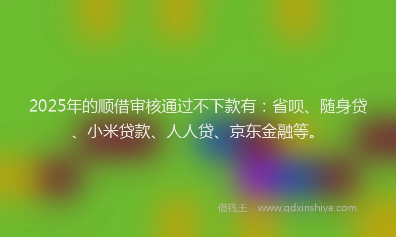 2025年的顺借审核通过不下款有：省呗、随身贷、小米贷款、人人贷、京东金融等。