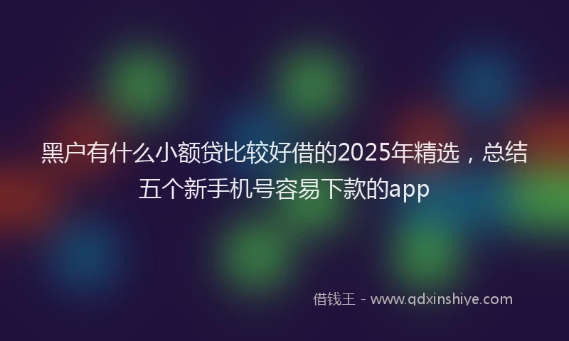 黑户有什么小额贷比较好借的2025年精选，总结五个新手机号容易下款的app