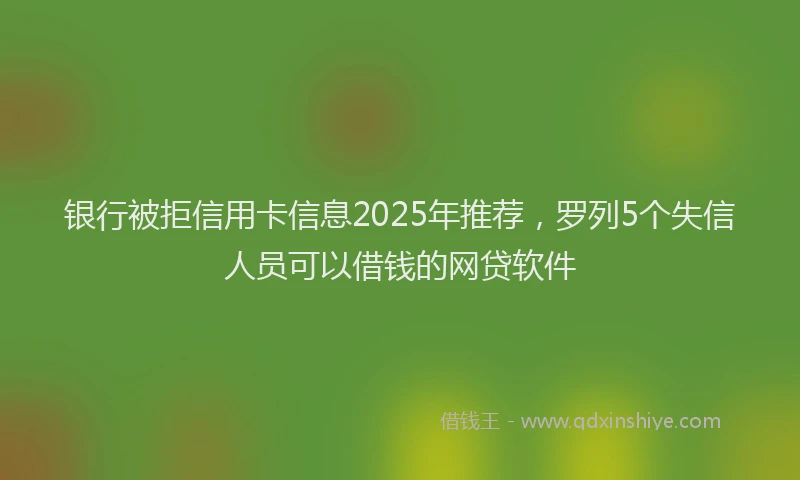 银行被拒信用卡信息2025年推荐，罗列5个失信人员可以借钱的网贷软件