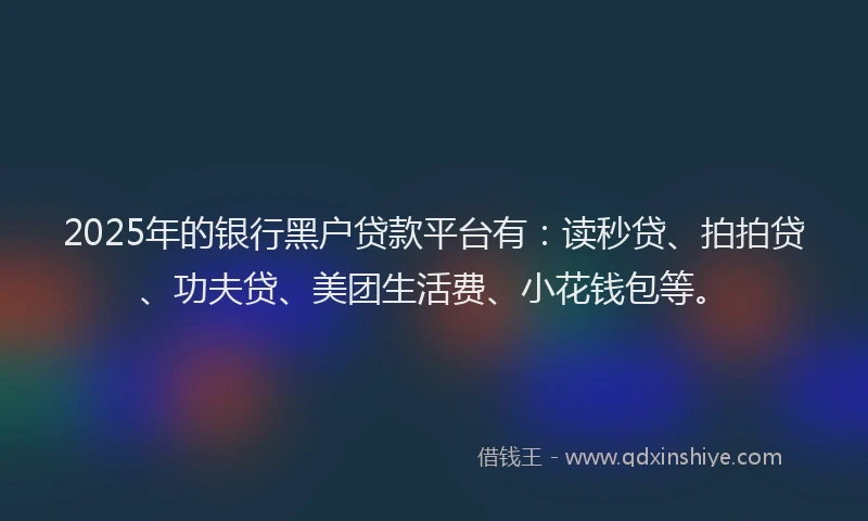 2025年的银行黑户贷款平台有：读秒贷、拍拍贷、功夫贷、美团生活费、小花钱包等。