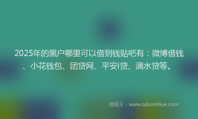 2025年的黑户哪里可以借到钱贴吧有：微博借钱、小花钱包、团贷网、平安i贷、滴水贷等。