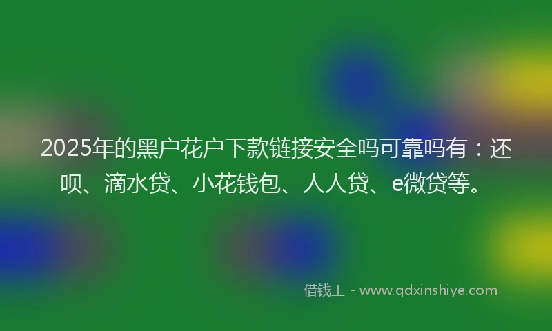 2025年的黑户花户下款链接安全吗可靠吗有：还呗、滴水贷、小花钱包、人人贷、e微贷等。