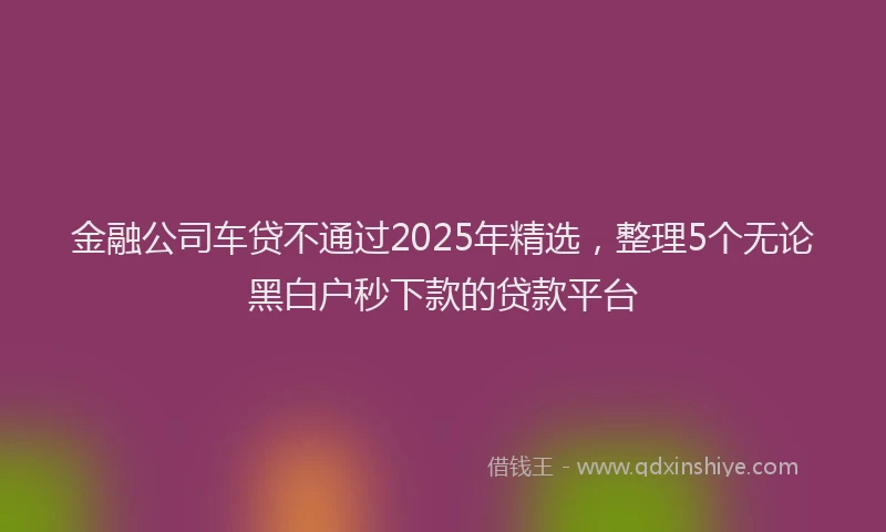 金融公司车贷不通过2025年精选，整理5个无论黑白户秒下款的贷款平台