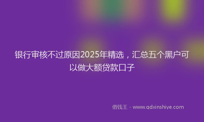 银行审核不过原因2025年精选，汇总五个黑户可以做大额贷款口子