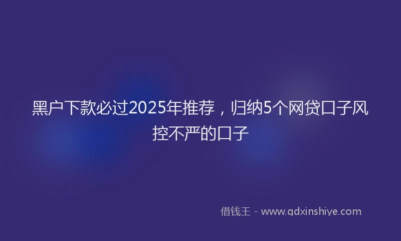 黑户下款必过2025年推荐，归纳5个网贷口子风控不严的口子