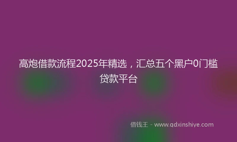 高炮借款流程2025年精选，汇总五个黑户0门槛贷款平台