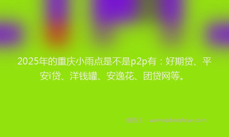 2025年的重庆小雨点是不是p2p有：好期贷、平安i贷、洋钱罐、安逸花、团贷网等。