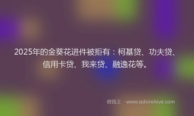 2025年的金葵花进件被拒有：柯基贷、功夫贷、信用卡贷、我来贷、融逸花等。