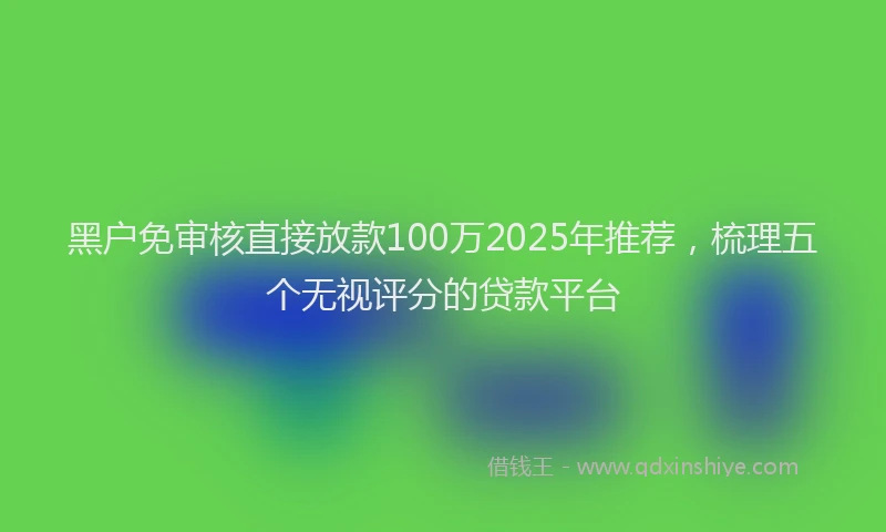 黑户免审核直接放款100万2025年推荐，梳理五个无视评分的贷款平台