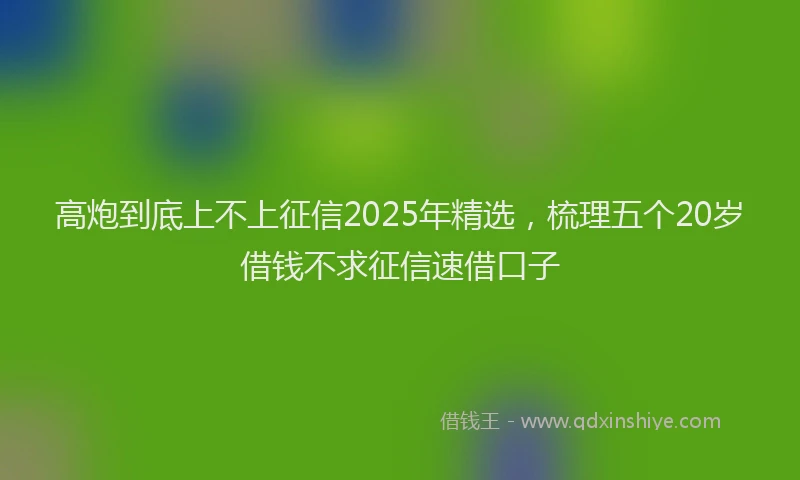 高炮到底上不上征信2025年精选，梳理五个20岁借钱不求征信速借口子