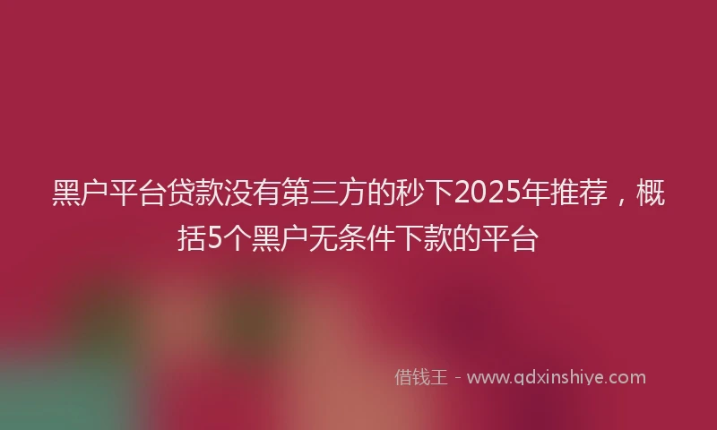 黑户平台贷款没有第三方的秒下2025年推荐，概括5个黑户无条件下款的平台
