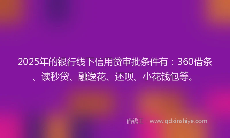 2025年的银行线下信用贷审批条件有：360借条、读秒贷、融逸花、还呗、小花钱包等。