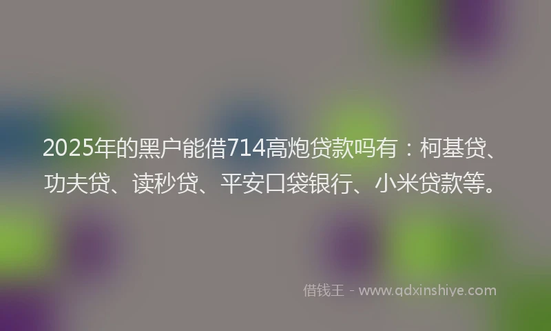 2025年的黑户能借714高炮贷款吗有：柯基贷、功夫贷、读秒贷、平安口袋银行、小米贷款等。