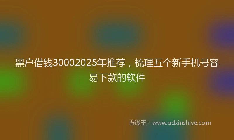黑户借钱30002025年推荐，梳理五个新手机号容易下款的软件