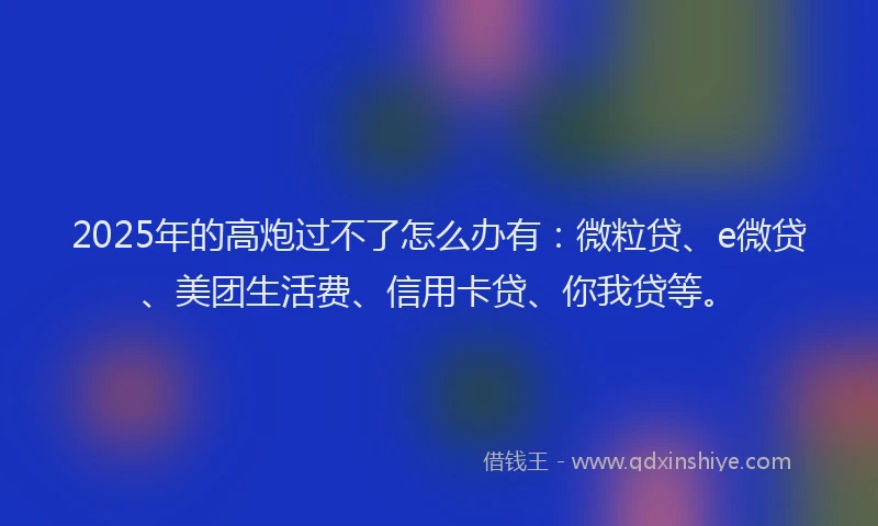 2025年的高炮过不了怎么办有：微粒贷、e微贷、美团生活费、信用卡贷、你我贷等。