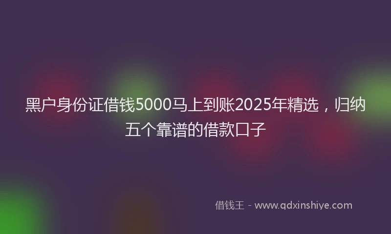 黑户身份证借钱5000马上到账2025年精选，归纳五个靠谱的借款口子
