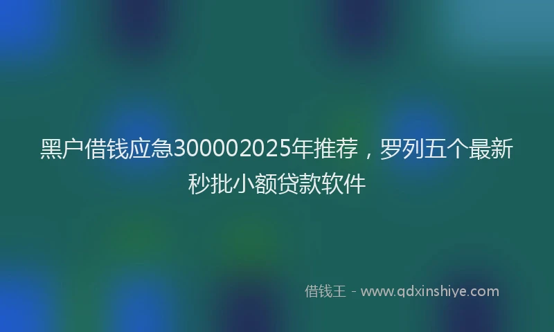 黑户借钱应急300002025年推荐，罗列五个最新秒批小额贷款软件