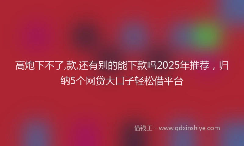 高炮下不了,款,还有别的能下款吗2025年推荐，归纳5个网贷大口子轻松借平台