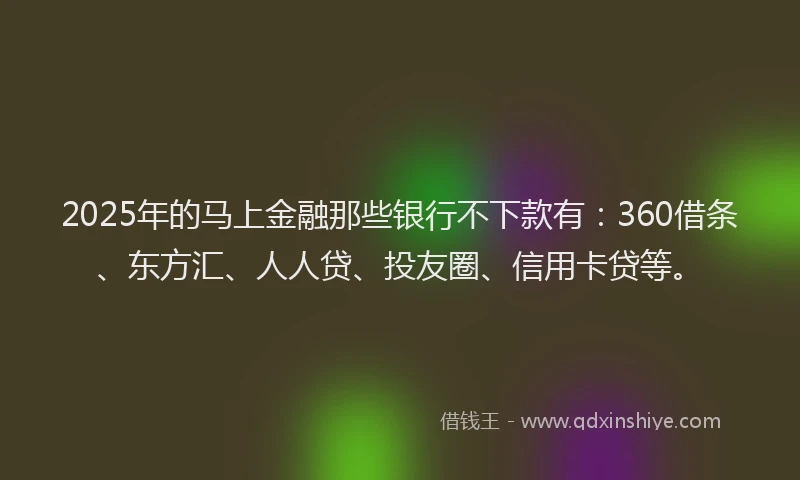 2025年的马上金融那些银行不下款有：360借条、东方汇、人人贷、投友圈、信用卡贷等。